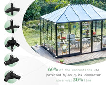 AMERLIFE 14x9.5x9 FT Hybrid Polycarbonate Greenhouse Black