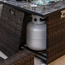 Deluxe 44-inch Outdoor Propane Gas Fire Pit Table with Ceramic Tabletop, 50000BTU Heat Output, Stainless Steel Burner, and Protective Lid - Elegant Patio Furniture for Warmth and Ambiance