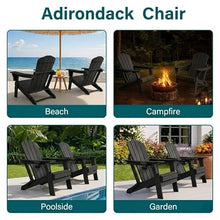 Folding Adirondack Chair with Cup Holder - All-Weather HDPE Outdoor Chair, Ultra-Portable Lawn Chair with Ergonomic Wide Seat Design, Outdoor Chair for Patio Fire Pit Beach Camping (Black, 6PCS)