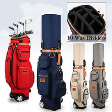 ACXZ Golf Travel Bag with 10 Way Dividers, Rain Cover, Cooler & Shoe Pocket, Wheels Dark Blue