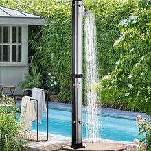 Vdniduir Solar Outdoor Shower, W/Shower Head/Foot Washer Tap, 38L Standing Poolside Garden Shower,for Backyard, Patio (Silver)