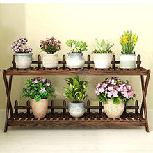 KYTGFH Flower Stand,2 Layer Rack Double Crossover Design Waterproof Sturdy and Stable Living Room Balcony Floor-Standing Fleshy Flower Pot Solid Wood,Brown,6 Sizes,Brown,60cmX30cmX64cm
