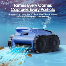 Cordless Robotic Pool Vacuum, Pool Cleaner with Track Drive & Sonar, 180W Brushless Motor, Wall & Waterline Climbing, 150-Min Inground & Above-Ground Pools up to 2150 Sq. Ft.