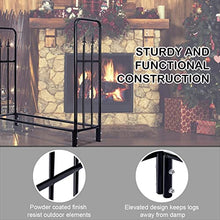 DJVHSRI Firewood Rack Outdoor Heavy Duty Steel Frame Firewood Log Rack Home Wood Fire Wood Organizers and Storage Indoor Fireplace Accessories Black Log Rack,