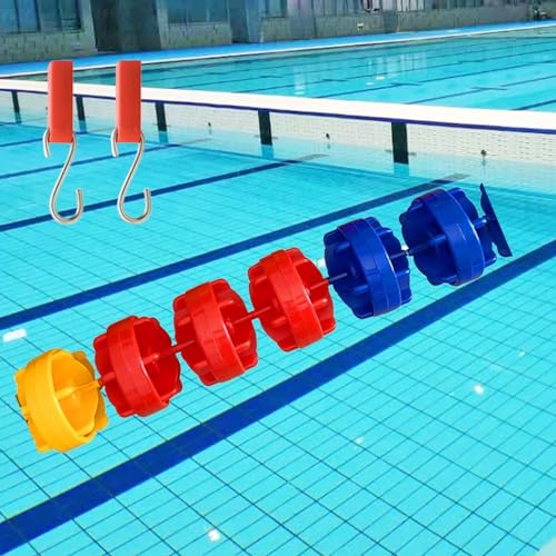 Swimming Pool Blue Red Yellow Safety Divider Rope, Wave-Proof Floating Swimming Cordon Line for Competition Training, Float Dia 12cm/4.7in(50m/164ft/1968in)