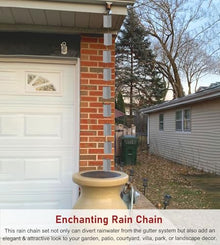 WhamtL Channel Link Rain Chain for Heavy Water Flow, Heavy Duty Rust-Resistant Rain Catcher, Silver Stainless Steel Rain Chime Replacement Downspout(Style2,8m (26.2ft))