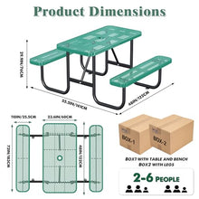 Metal Picnic Tables, Commercial Rectangular Picnic Table and 2 Benches Set
