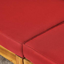 GDFStudio Outdoor Sectional Sofa Set | 3-Seater | Acacia Wood | Water-Resistant Cushions | Teak and Red