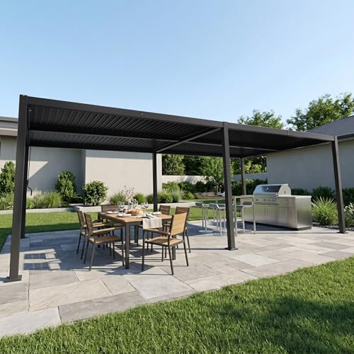 Kozyard Outdoor Louvered Pergola 12' x 24' Sun Shade Aluminum Patio Shelter