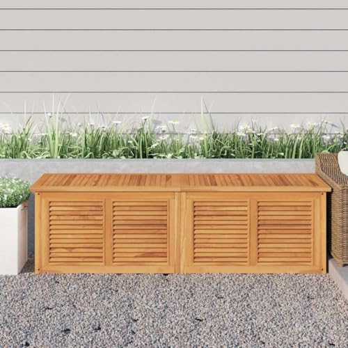 UUGRANDTO Garden Storage Box Warm Teak Solid Teak Wood Outdoor Furniture Storage Boxes
