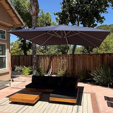 OROTLECT 10' Square Cantilever Aluminum Offset Navy Umbrella with 360° Rotation and Base