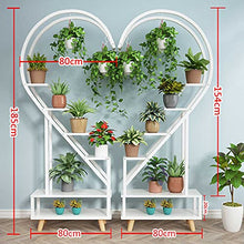ZHOUYANB 4 Layer Plant Stand Heart-shaped Flower Pot Multifunctional With Hook For Patio Garden Balcony Living Room/g