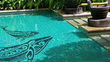 Tribal Humpback Whale Porcelain Swimming Pool Mosaic (36" x 16", Black)