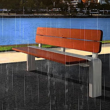 Parking Patio Seat, Park Bench, Stainless Steel Outdoor Bench with Backrest, 47.2/59.2/70.8/78.7 Inch Long Leisure Wooden Chair without Armrests for Garden, Courtyard, Patio Seating Furniture for