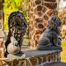 Zaer Ltd. Magnesium Pair of Lion Statues (Outdoor Safe) (27" Tall w/Ball (Set of 2), Aged Bronze (Painted))
