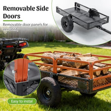 SRECELL Heavy Duty Dump Cart 1500 lb Capacity, 15 Cubic Feet Tow Behind Trailer for ATV, UTV, Lawn Tractor, Removable Sides, Dual Dump Control, All-Terrain Tires for Yard & Garden