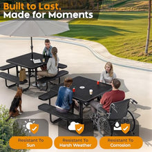 OUTTANS Commercial Metal Picnic Table (Black, 46in Square, Expanded Steel)