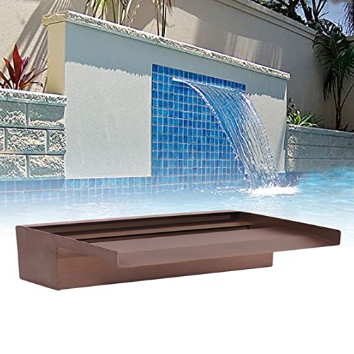 Waterfall Fountain Outdoor, 316 Stainless Steel Pond Waterfall Blade for Garden, Pond Waterfall Cascade, Waterfall Spillway for Pool Water Features (30/60cm)(Color:Gold Bronze,Size:60cm)