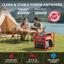 AMERISUN 4500W Open Frame Gas Inverter Generator, CO Alarm, Parallel Ready