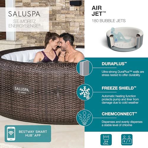 Bestway SaluSpa St Moritz AirJet Inflatable Hot Tub 5-7 Person Outdoor Spa