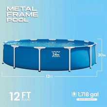 12ft x 30in Metal Frame Above Ground Swimming Pool Set with Filter Pump