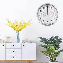KYTGFH Metal Silent Quartz Wall Clock Quiet Movement Thermometer Hygrometer Black and White