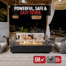 AMS 72" Rectangular Concrete Natural Gas Fire Pit Table Bundle - Dark Gray