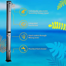 CFDZCP Outdoor Shower kit Solar Heated Outdoor Shower with Shower Head and Foot Shower Tap, 38L / 10 Gallon Tank Pool and Outdoor Shower with Hot and Cold Water, Adjustable Temperature