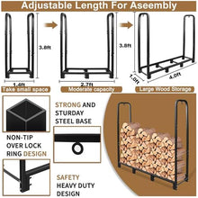 Enpvneer Firewood Rack Holder, Heavy Duty Fire Wood Stand for Fireplace, Outdoor Indoor Firewood Rack Holder for Fireplace Wood Storage, Black