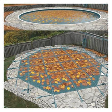 LZMZMQ Inground Pool Safety Winter Cover, Large Green Mesh Swimming Pool Cover Round 8 10 12 14 15 18 21 24 25 27 30 Foot, Wooden Deck/Concrete Floor Mounted(33.5 Foot (Round Cover))