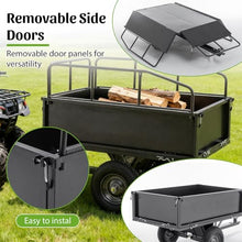 17 Cu. Ft. Heavy-Duty Steel Dump Cart Trailer, 600 lb Tow-Behind Utility Wagon with Dual-Control Dumping, 15" Pneumatic Tires, Reinforced Steel Frame for ATV, UTV, Lawn Tractor & Garden Hauling
