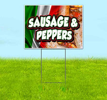 Sausage & Peppers (18" x 24") Yard Sign, Quantity Discounts, Multi-Packs, Includes Metal Step Stake, Bandit, New, Advertising, USA