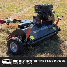 Titan Attachments 48" ATV/UTV Tow-Behind Flail Mower, Briggs and Stratton 420cc XR Professional Series Engine, 13.5 HP, Electric Start, Y-Blades, Mulch and Finish Mower for Uneven Terrain