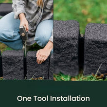Beuta Landscape Edging | Garden Edging Border | Polyrock Block XL for Lawn Edging, Flower Beds & Yard Edging – 4 Pack | Each Section Has 6 Blocks 48" L x 4" W x 9.5" H | 12 Spikes | Charcoal
