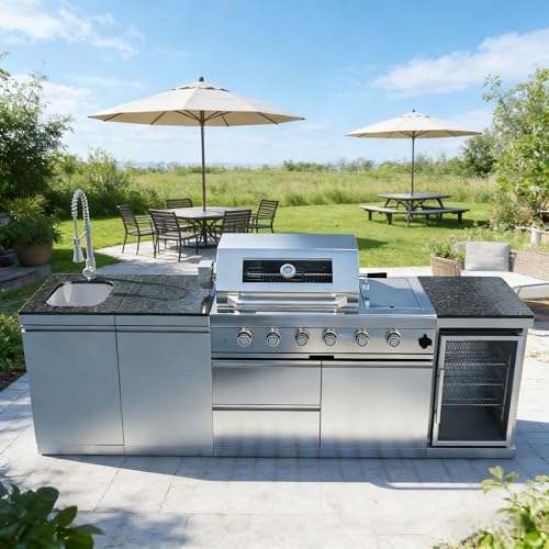 104" 4-Burner Outdoor Kitchen Island Modular BBQ Grill Sivler Propane Gas