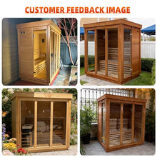 AMOCANE Outdoor 3-4 Person Steam Sauna, Canadian Hemlock Saunas Room for Home Spa, ETL 6KW Sauna Heater 220V/195℉, Traditional Backyard Saunas Spa Heater with Rocks, Towel Rack (70.9L*47.2W*74.8H)