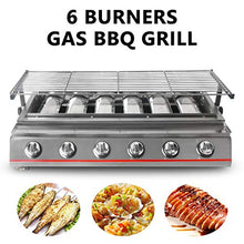 BBQ Grill Gas Barbecue 6 Burner Smokeless Roasting Tray Steel Outdoor Picnic Kitchen Tools(white-Dinosaur Doodle4)