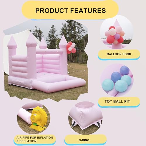 Blatesic Inflatable Bounce House with Ball Pit and Blower Pink