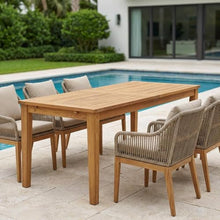 Outdoor Escape Brown Extendable Outdoor Patio Teak Dining Table, Durable Teak Wood, 108.5 Inches Wide, Suitable for Outdoor Gatherings