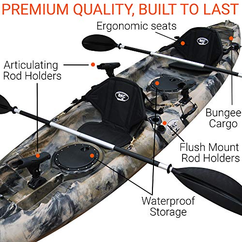 BKC TK181 Angler Tandem Fishing Kayak GreenCamo