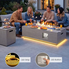 42" Rectangular Outdoor Propane Fire Pit Table with LED for Outside Patio