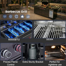 Modular Stainless Steel Outdoor Kitchen Island,All-in-One BBQ Grill Station with Sink,Storage Drawers, Side Prep Counter (101 IN Black Side Burn Sink Fridge, 101", Propane Gas Grill)