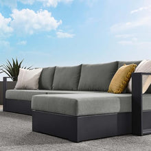 Modway Tahoe Modular Aluminum 3-Piece Outdoor Patio Furniture Gray Charcoal, Right-Facing Sectional Sofa Set with Weather-Resistant Cushions, Ideal for Deck, Backyard, Poolside