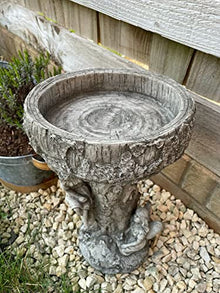 Fairy Bird Bath Stone Statue | Outdoor Vintage Feeder Angel Garden Ornament
