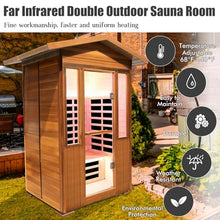 OUTEXER Far Infrared Sauna Room Red Cedar and Canadian Hemlock Wood 1800W Spa Two Person Outdoors
