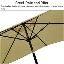 USZWBY Beige 8 Feet Rectangular Market Umbrella with Crank Handle & Tilt,Outdoor Shades Canopy Parasols for Garden,Patio Tables,Beach & Pool (Beige 2M×3M)