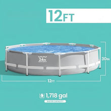 12ft x 30in Round Metal Frame Above Ground Swimming Pool, No Pump