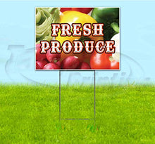 Fresh Produce (18" X 24") Yard Sign, Quantity Discounts, Multi-Packs, Includes Metal Step Stake, Bandit Sign
