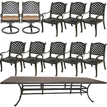 Sunvuepatio Cast Aluminum Patio Dining Set 11 Piece Outdoor Furniture 46"x120" Rectangle Table Desert Bronze