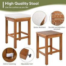 XITPEYEZY 5 Piece Outdoor Acacia Wood Bar Set with 4 Cushioned Stools